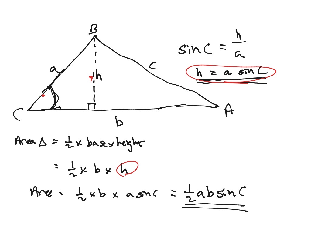 Area Of A Triangle Using Trigonometry Math Trigonometry Trig Triangles Showme