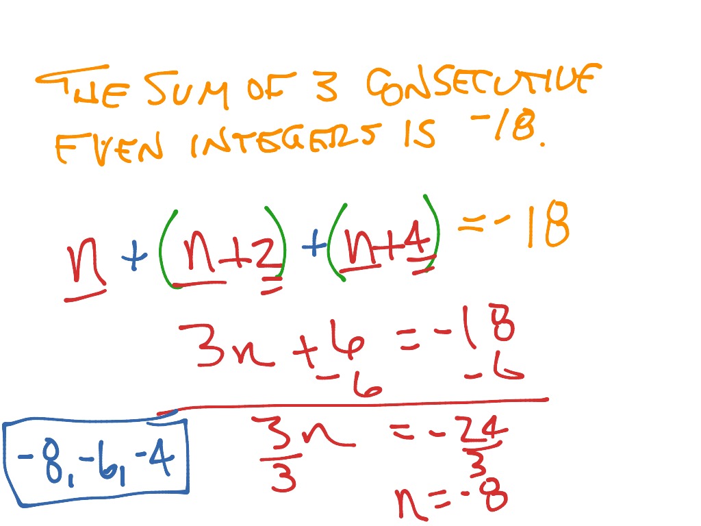 Solving Consecutive Integer Equations Math Algebra Showme