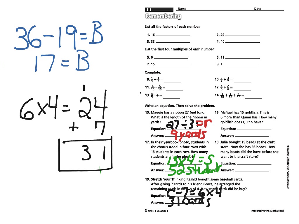 math expressions 5th grade homework and remembering