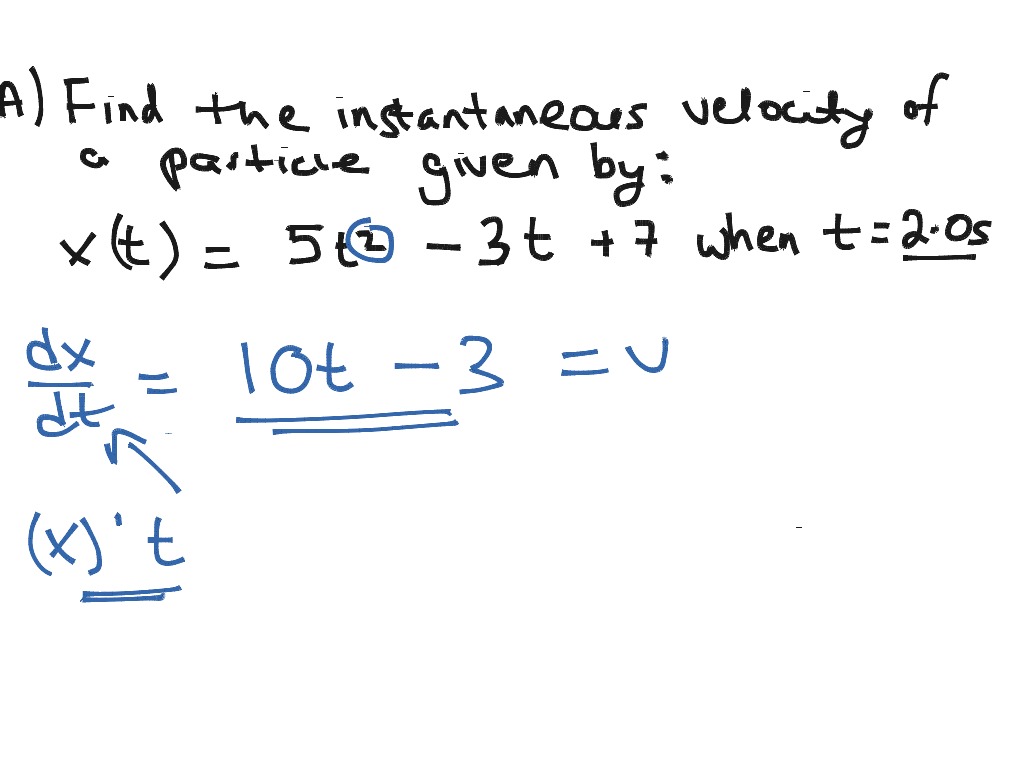 Instantaneous Velocity Calculus Science Kinematics ShowMe