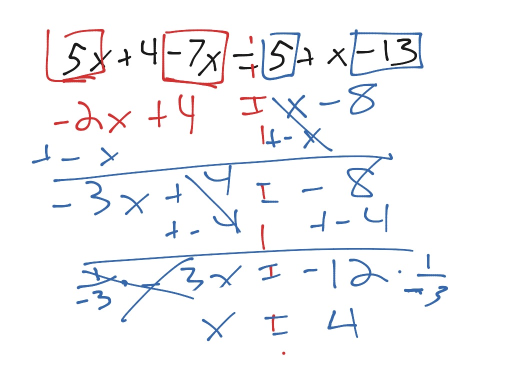 Solving multi-step equations with variables on both sides | Math | ShowMe