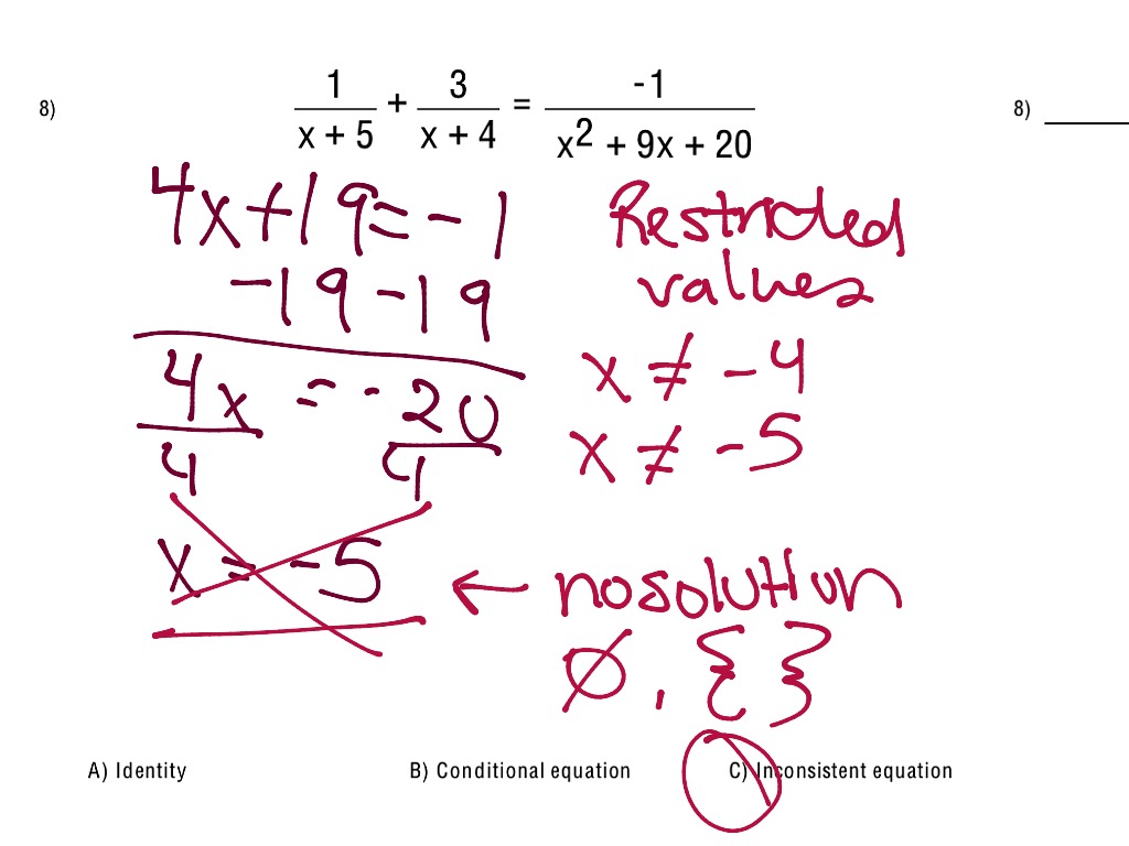 1 2 Recognizing Identity Conditional Equations And Inconsistent