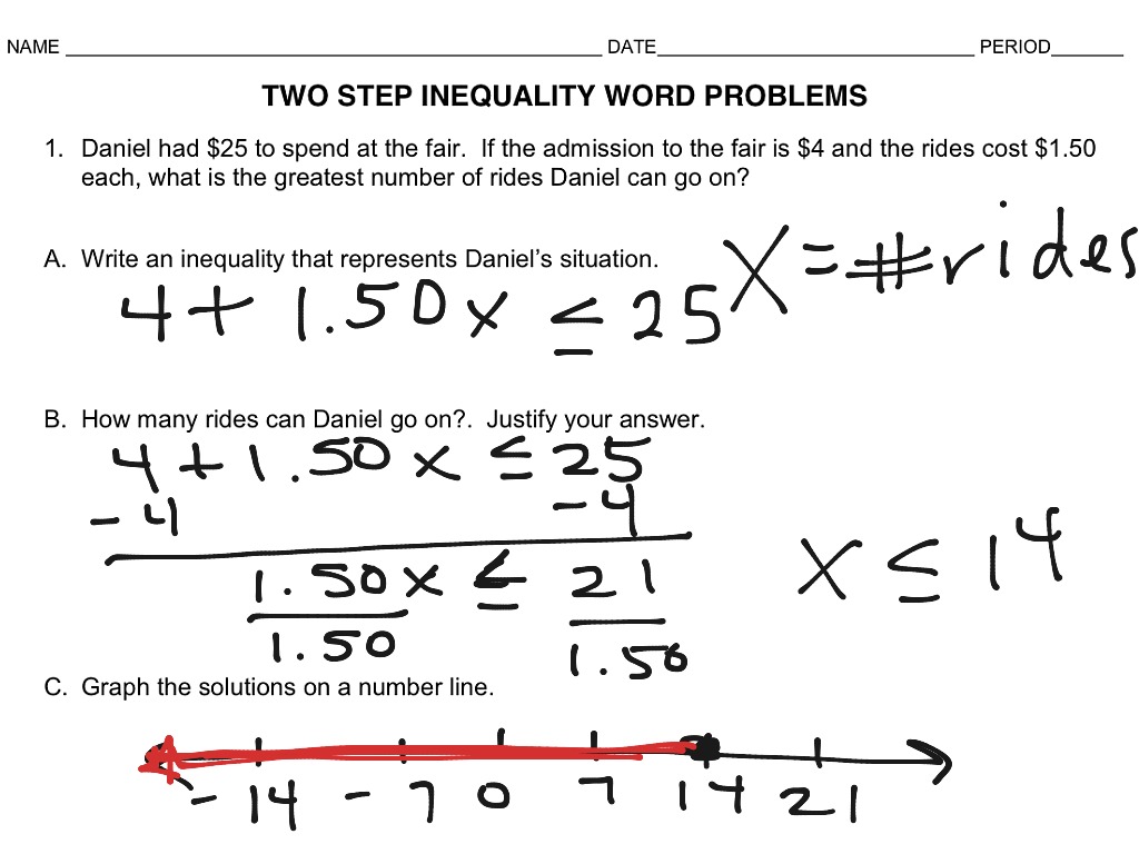 solving inequality word problems