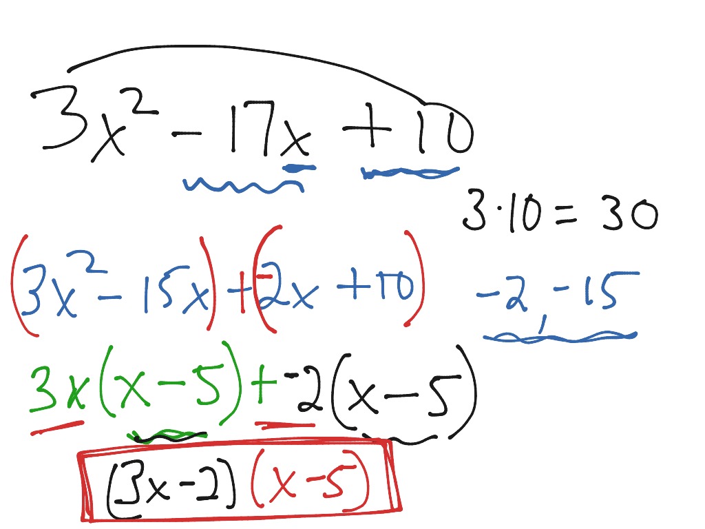 Factoring trinomials with a not equal to 1 | Math, Algebra | ShowMe