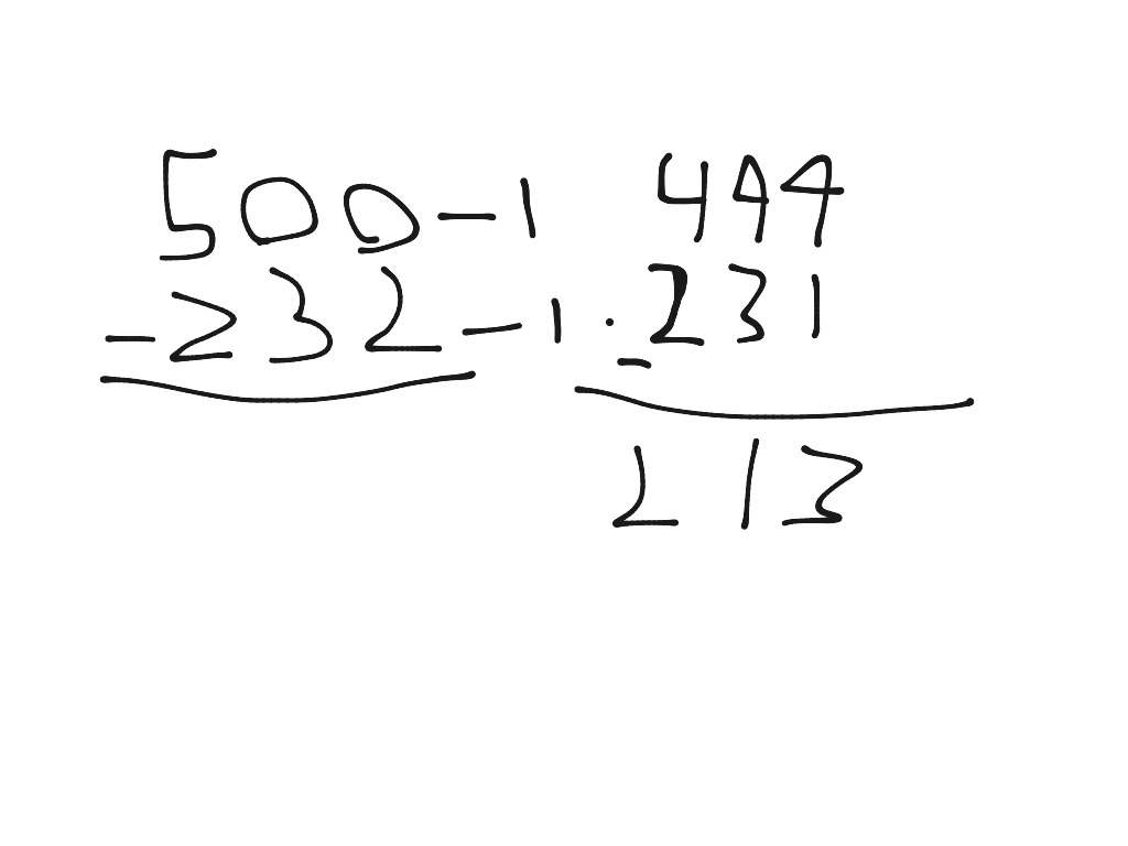 Subtraction over zeroes | Math, 3rd grade math | ShowMe