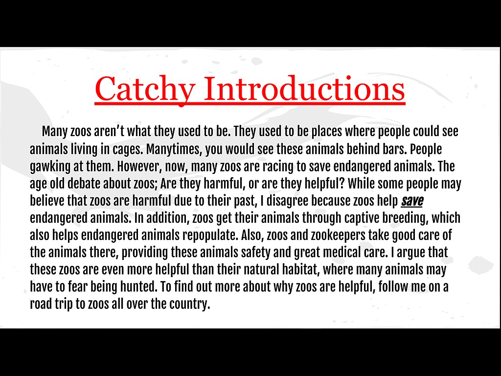 a catchy introduction for essay