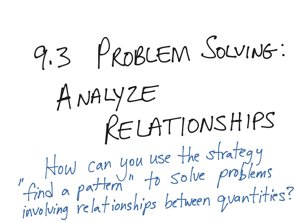 problem solving analyze relationships lesson 9 3