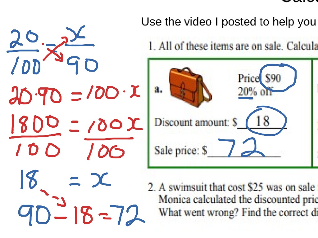 Calculating Percent Discount Math ShowMe