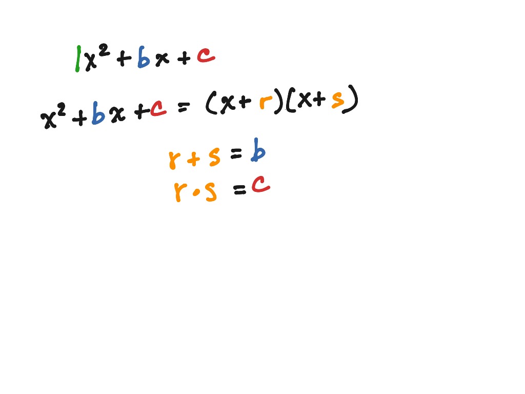 8 5 Factoring Trinomials X 2 Bx C Math Algebra Factoring Trinomials Showme