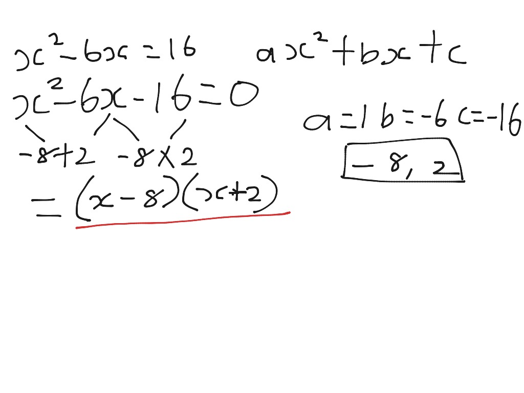 Factorising quadratic equation #2 b | Math, Algebra, Quadratic ...