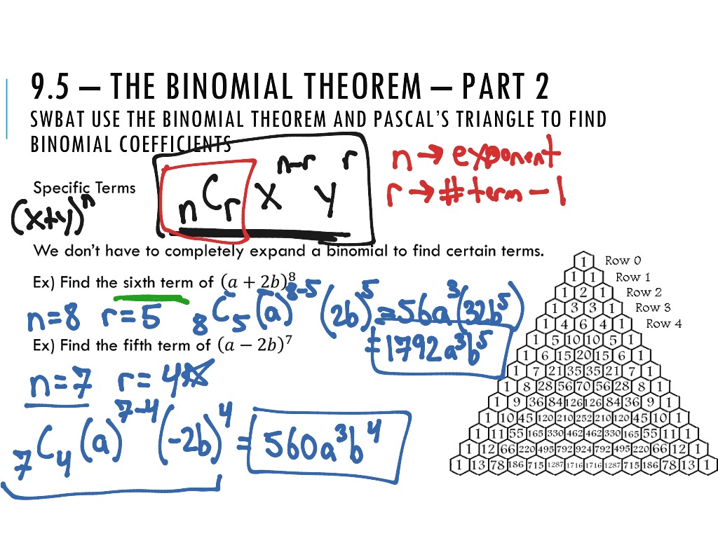 9-5: The Binomial Theorem - Part 2 (Precalc) | Math, Precalculus ...