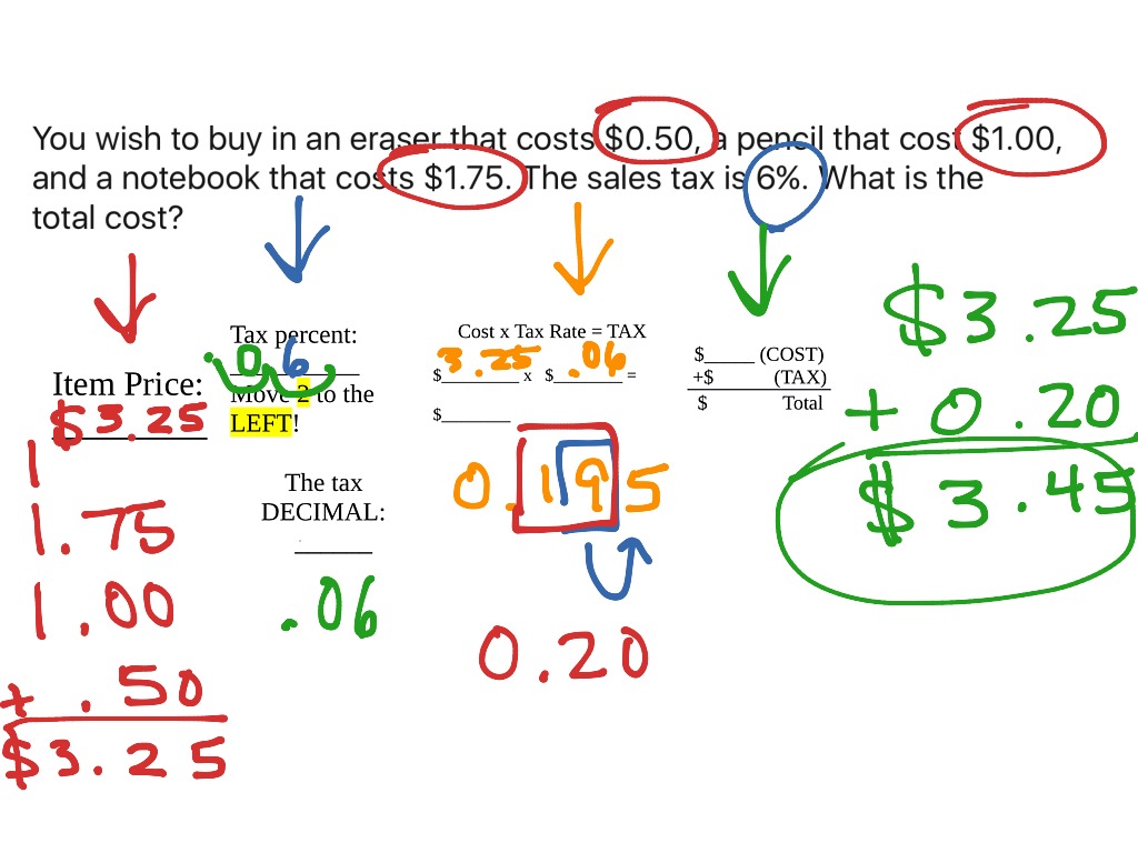 Quizlet sales tax example Math ShowMe