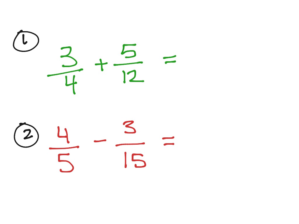 subtract fractions with unlike denominators