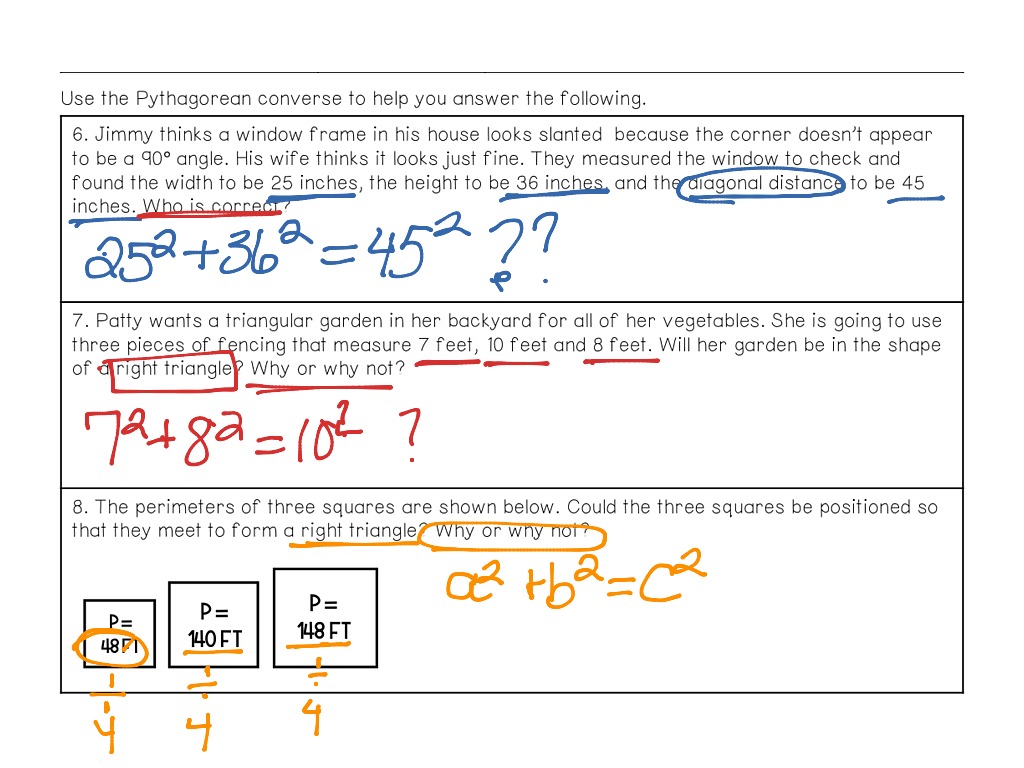 pythagorean theorem converse homework 2