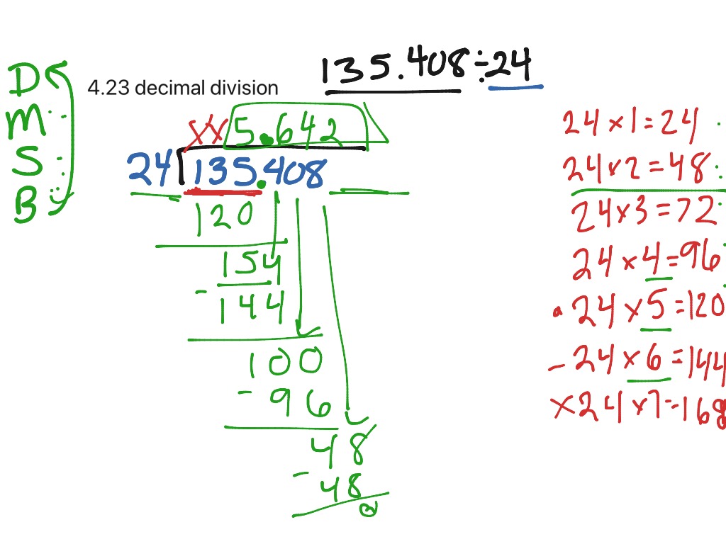 4.23 decimal division one | Math, 5th grade math, decimal division | ShowMe