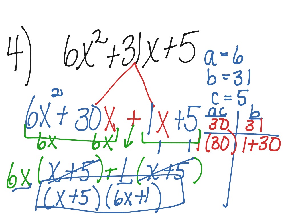 Factoring Trinomials Split B 1 4 Math Algebra Showme