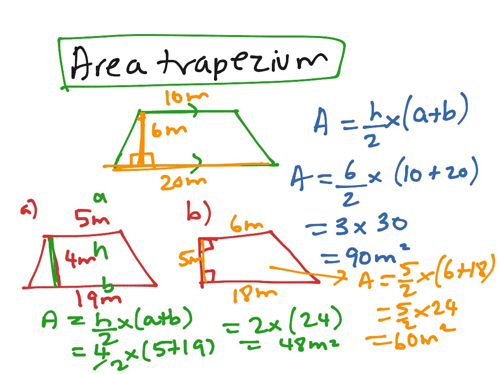 Review area of a trapezium | Math, High School Math, Measurement | ShowMe