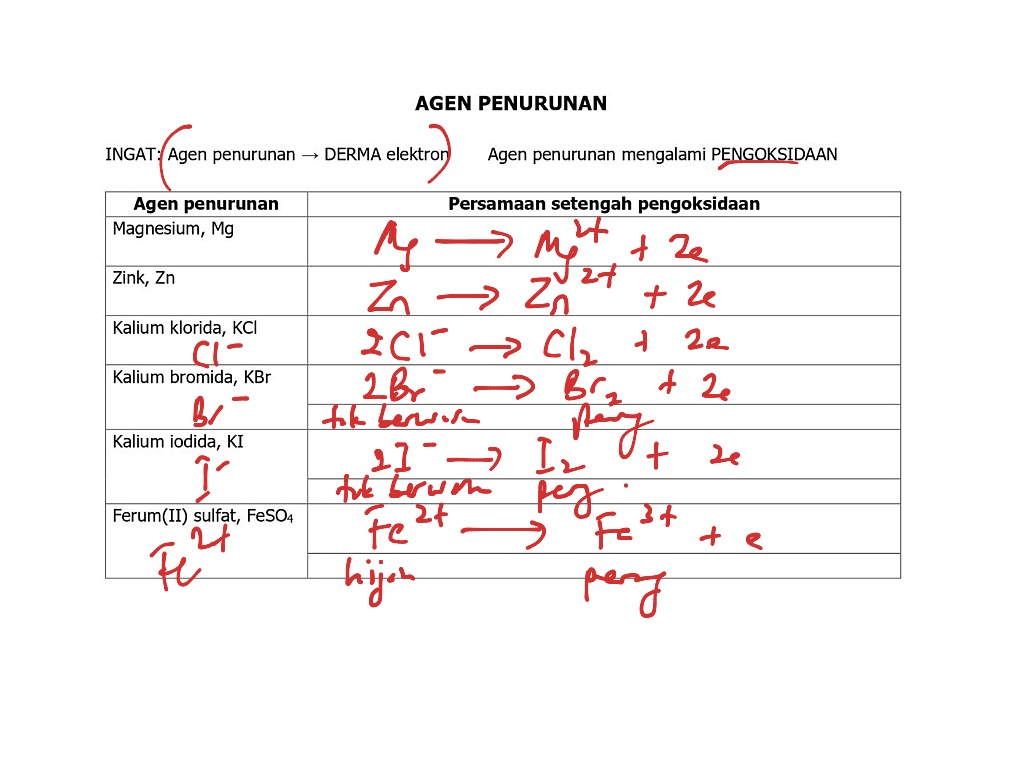 Agen Pengoksidaan Agen Penurunan Science Showme