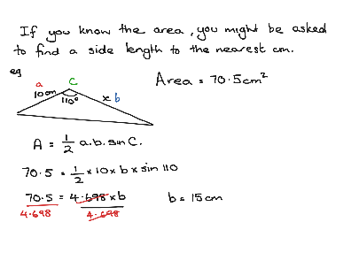 Area of a triangle using sine | Math, Trigonometry | ShowMe