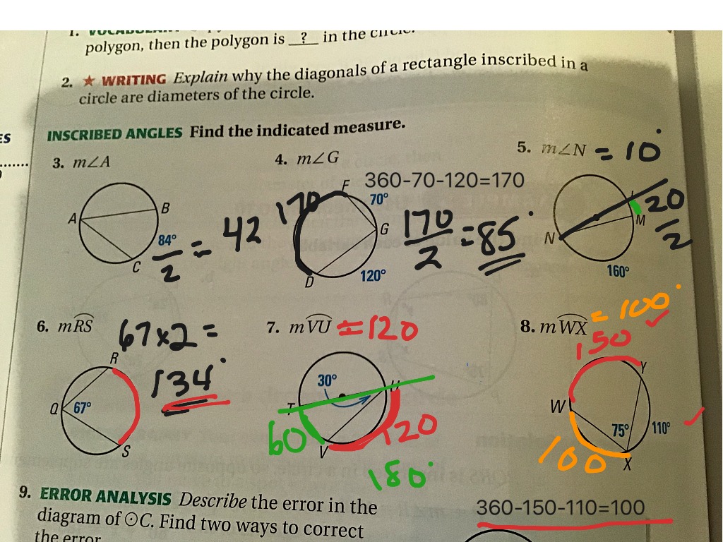 Inscribed Angles In A Circle Math High School Math Circles Geometry Showme 5970