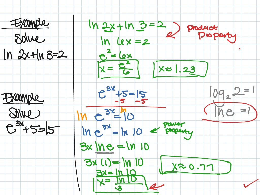 ShowMe Natural Log Equations