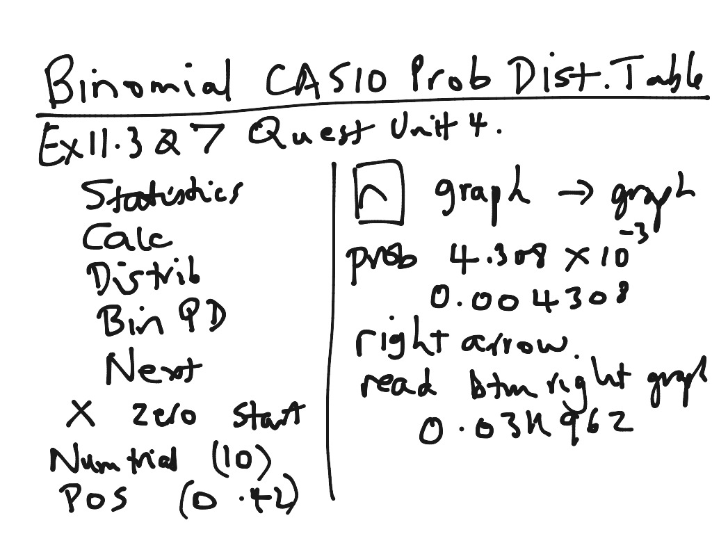 Casio discount binomial distribution