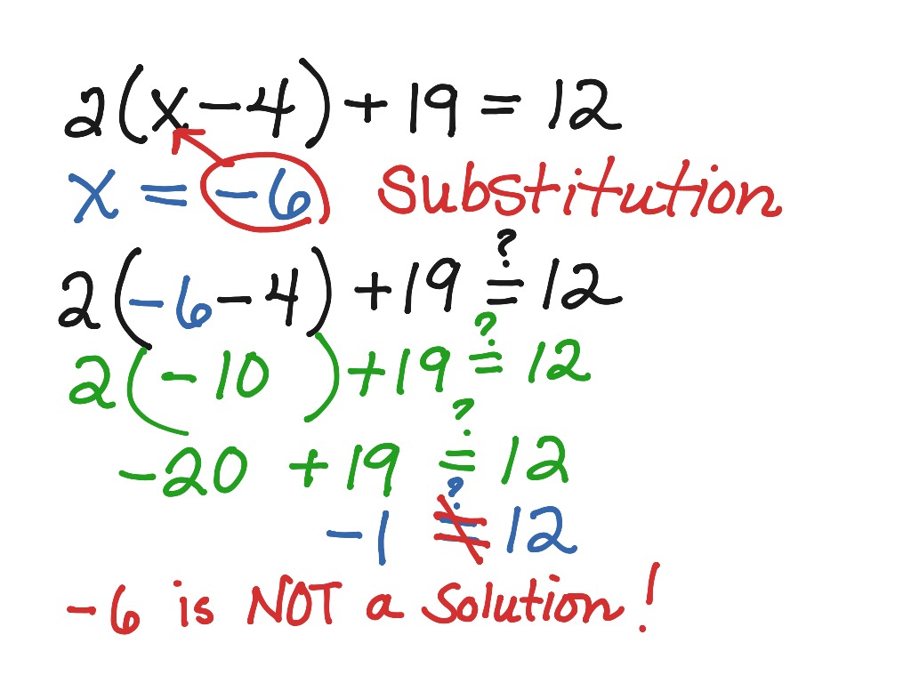 Checking a solution | Math, Algebra, Variables, Middle School Math ...