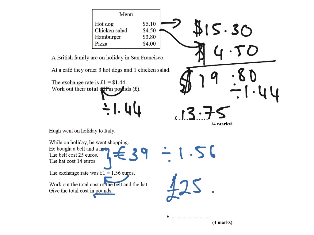 Exchange rates | Math | ShowMe