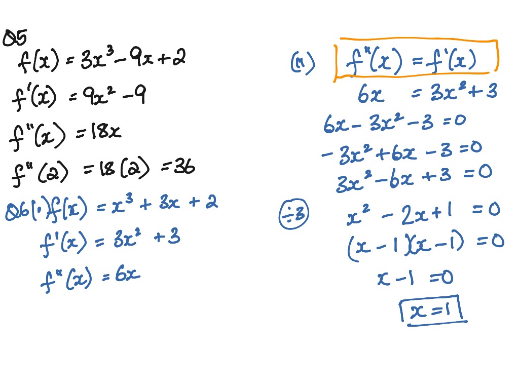 Second derivatives 13/10/20 | Math, Calculus | ShowMe