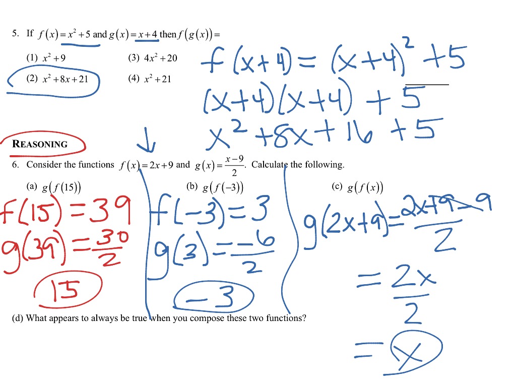 Composition of functions practice | Math, High School Math | ShowMe