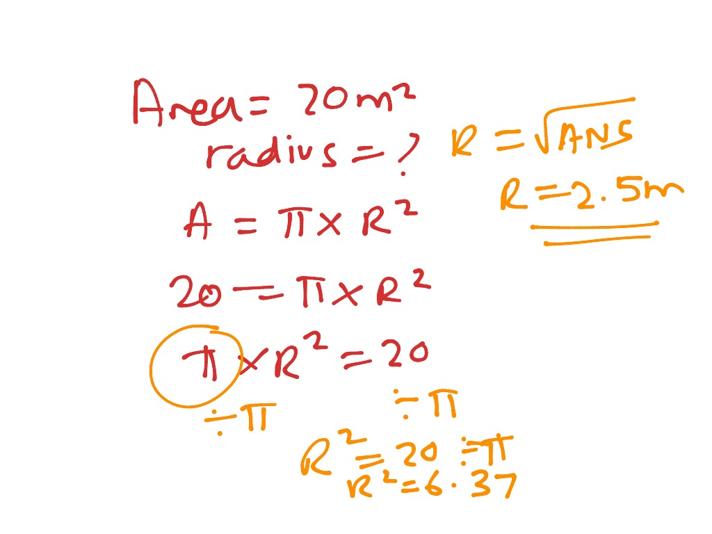 Circumference and area working backwards | Math, High School Math ...