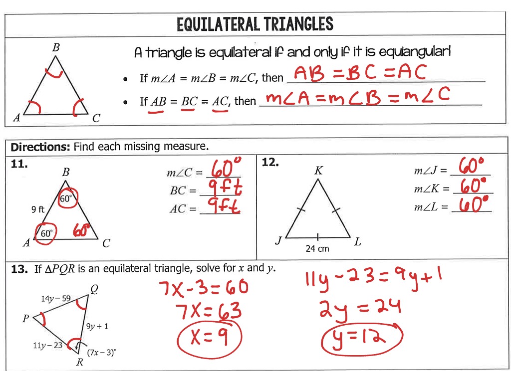 4.6 isosceles and equilateral triangles worksheet