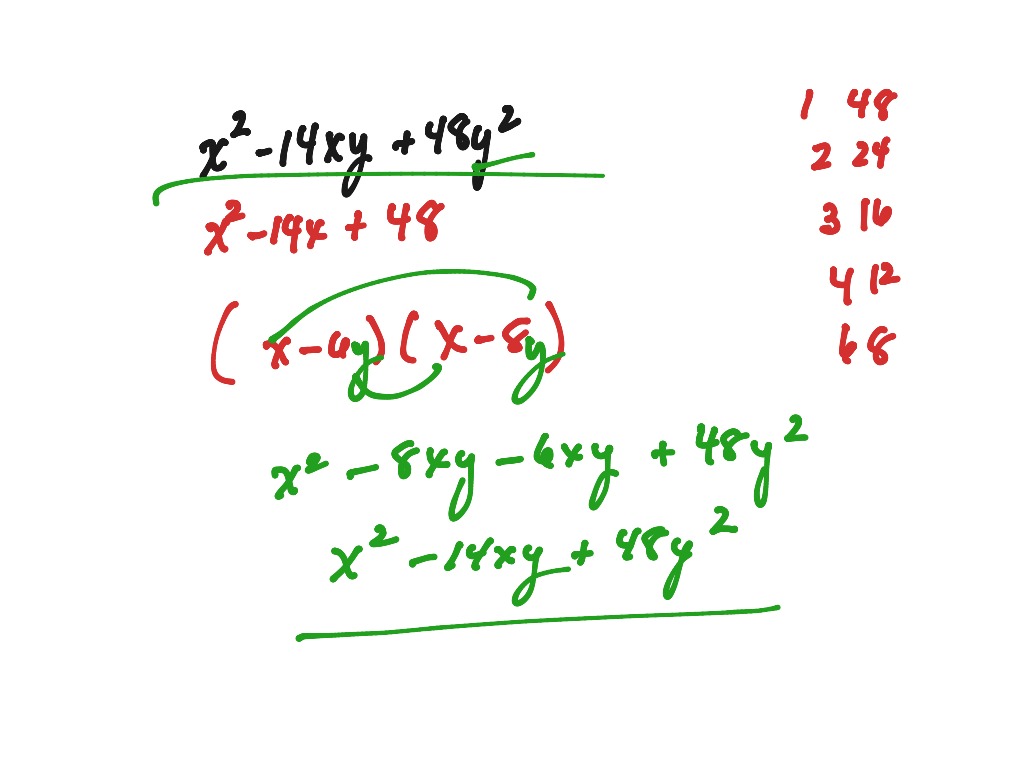 Factoring A Trinomial With 2 Variables Math High School Math Showme 3159