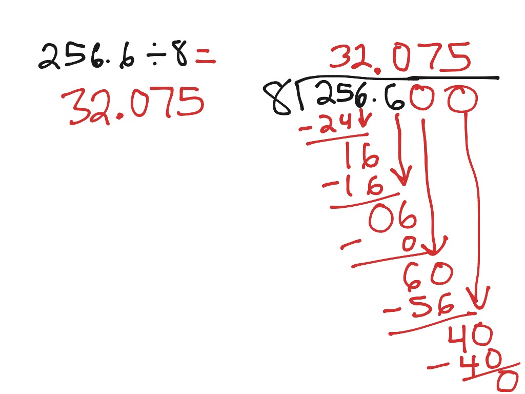 Decimal divided by whole number | Math | ShowMe