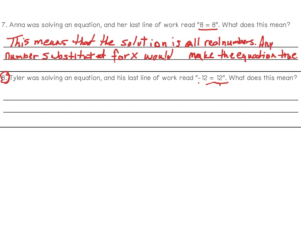 Equations With Special Cases Handout Tutorial | Math | ShowMe