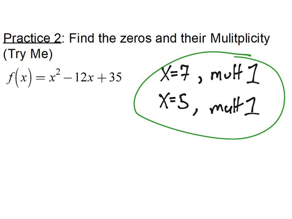 Algebra 2 Multiplicity Worksheet