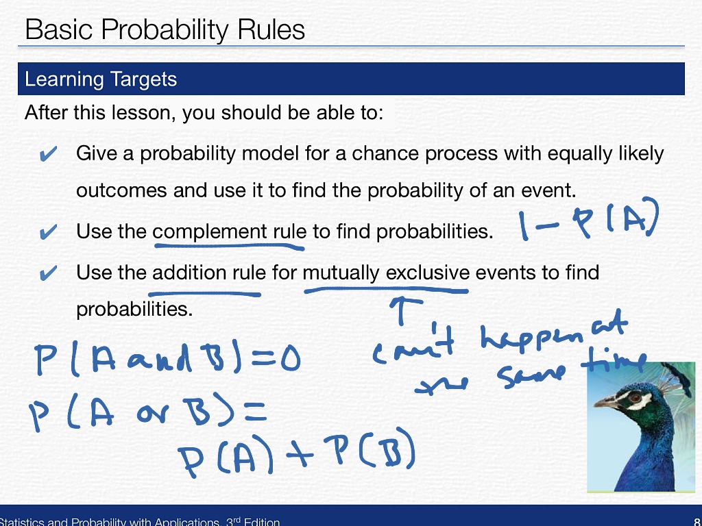 4.2 Basic probability rules | Math, Statistics | ShowMe