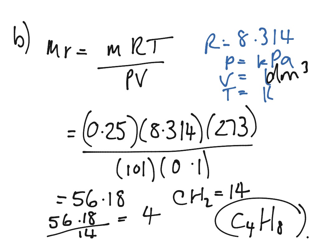 Using ideal equation to find mr answers | Science | ShowMe