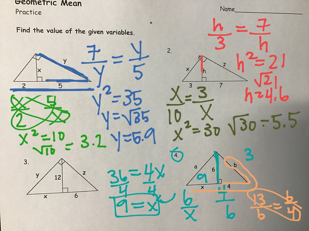 Geo Mean W Heartbeat And Boomerang Math High School Math Geometry 