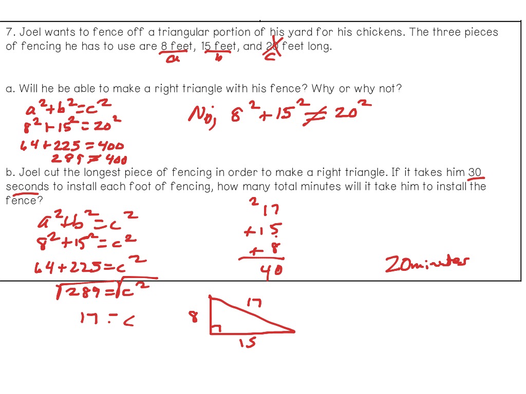 applying the pythagorean theorem homework 3