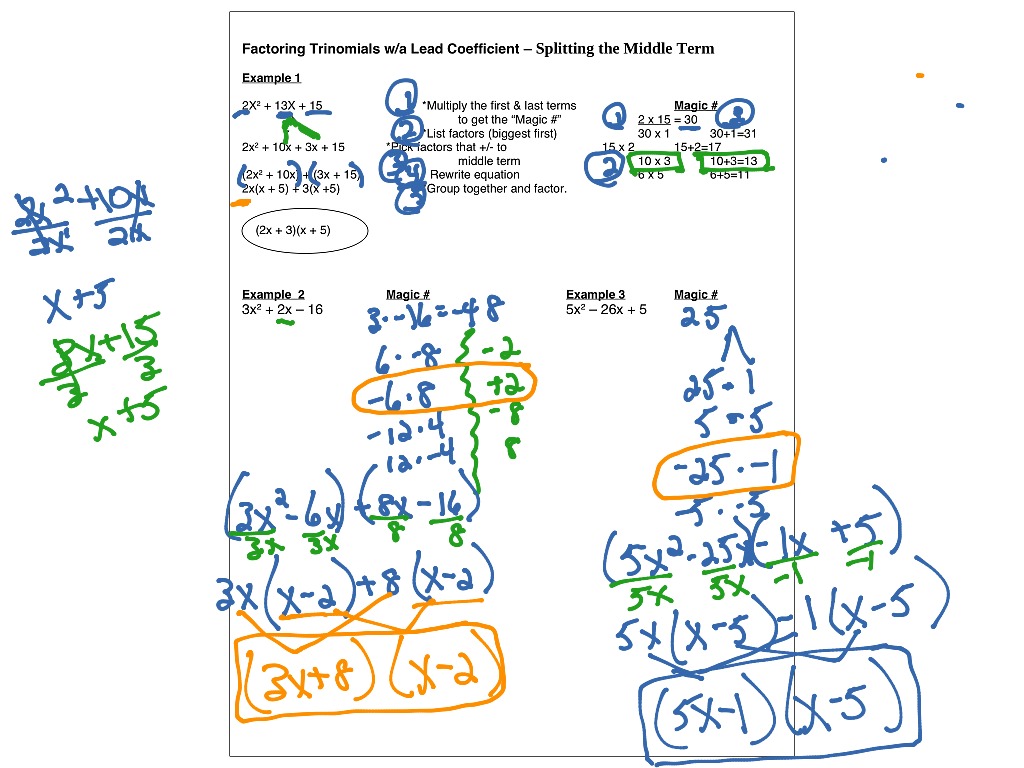 Factoring Trinomials Math Algebra Showme