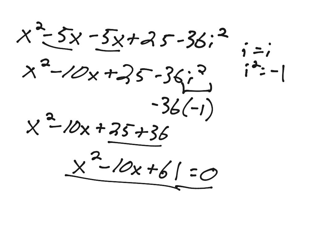 Jada imaginary example | Math, Algebra | ShowMe