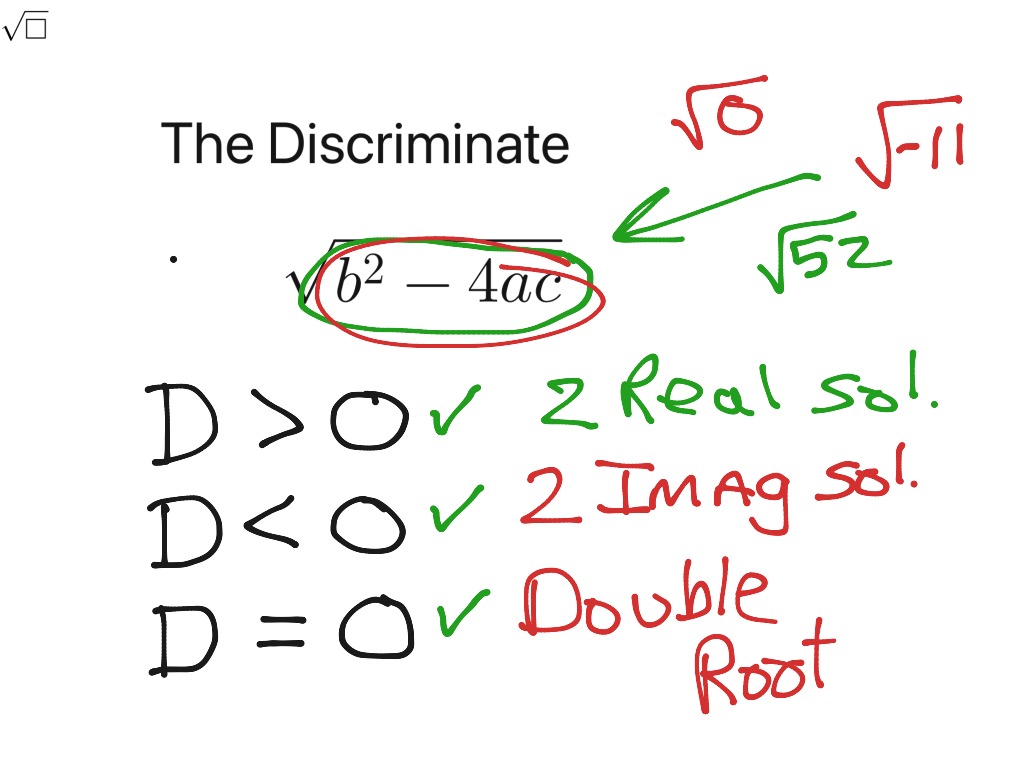 Disc and QF | Math, Algebra, Quadratic Equations | ShowMe