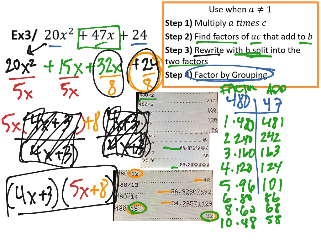 Alg 1 Factor Trinomials By Grouping Math Showme