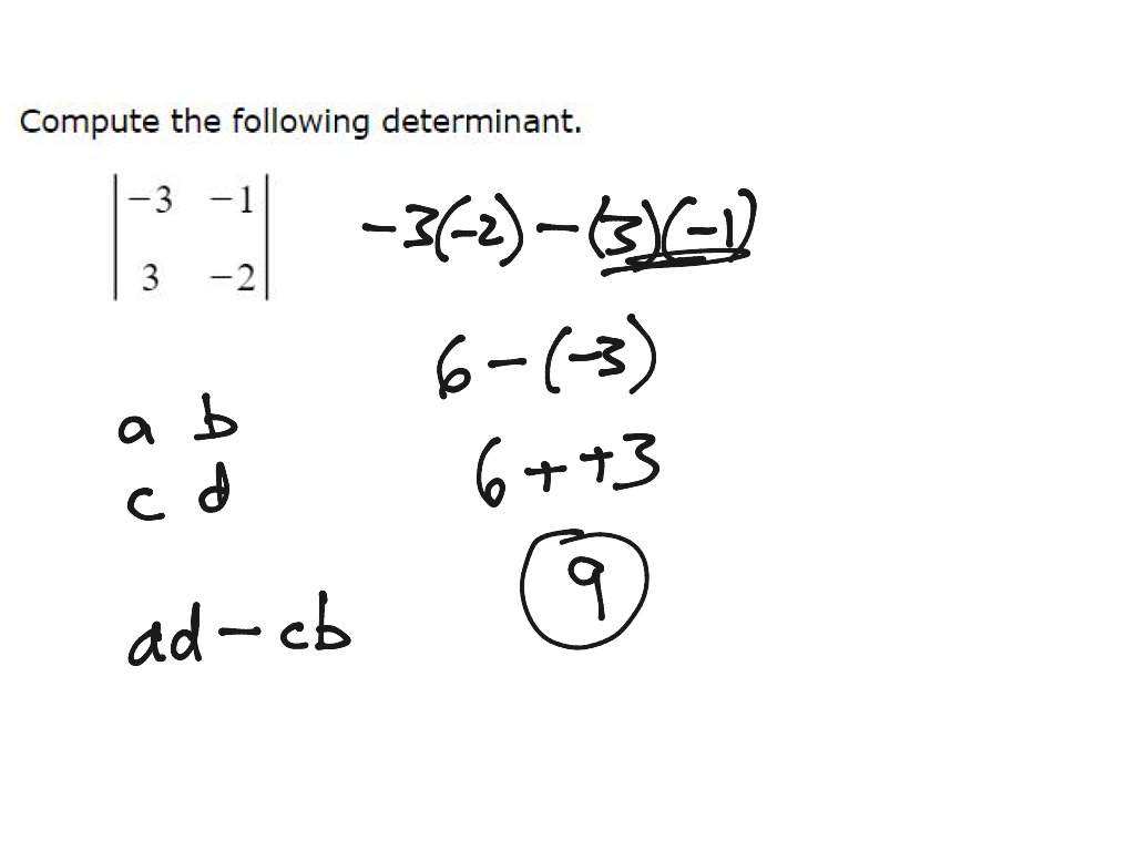 math 1050 finding the determinant of a 2x2 matrix | Math, High School ...