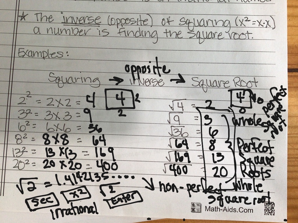 How To Show Work For Square Roots