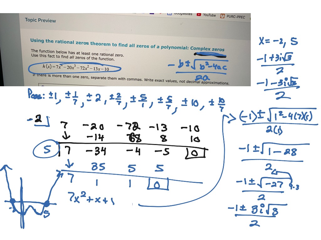 Precalca Using The Rational Root Theorem To Findall Zeros Complex ...