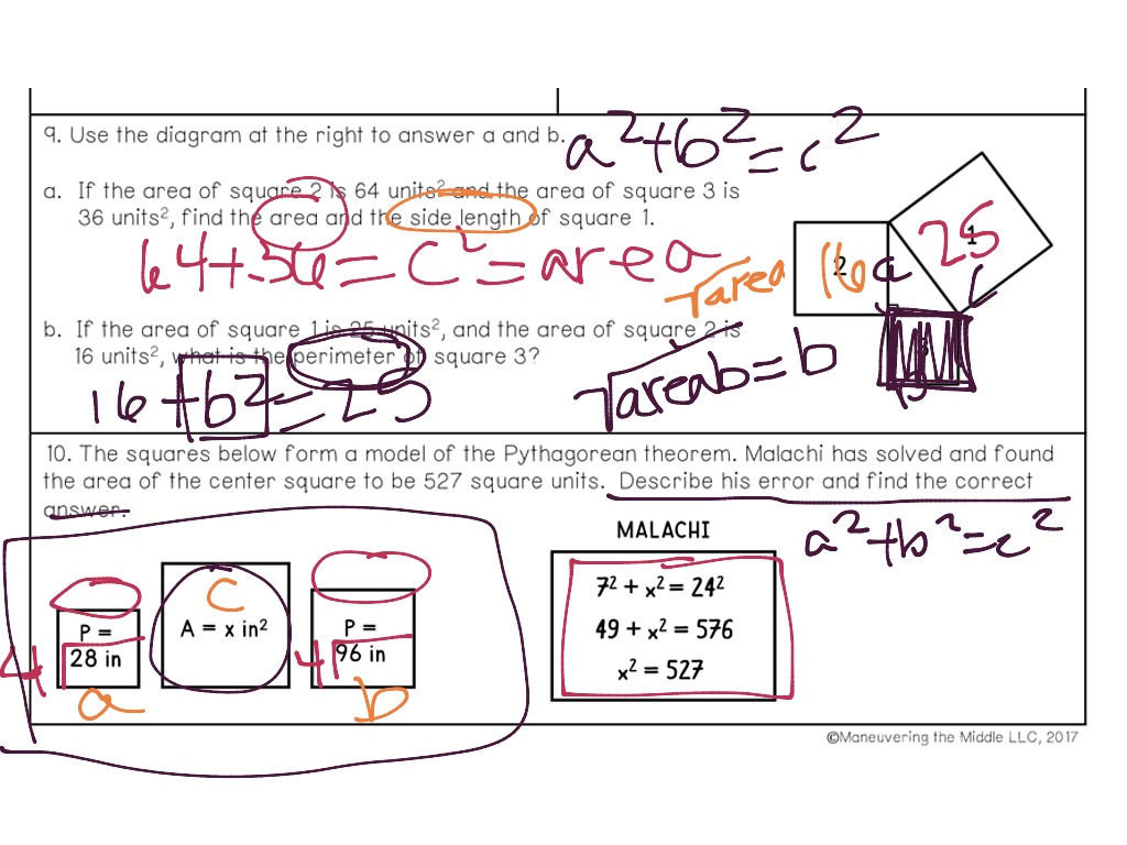 Pythagorean Theorem Student Handout 1 Answer Key