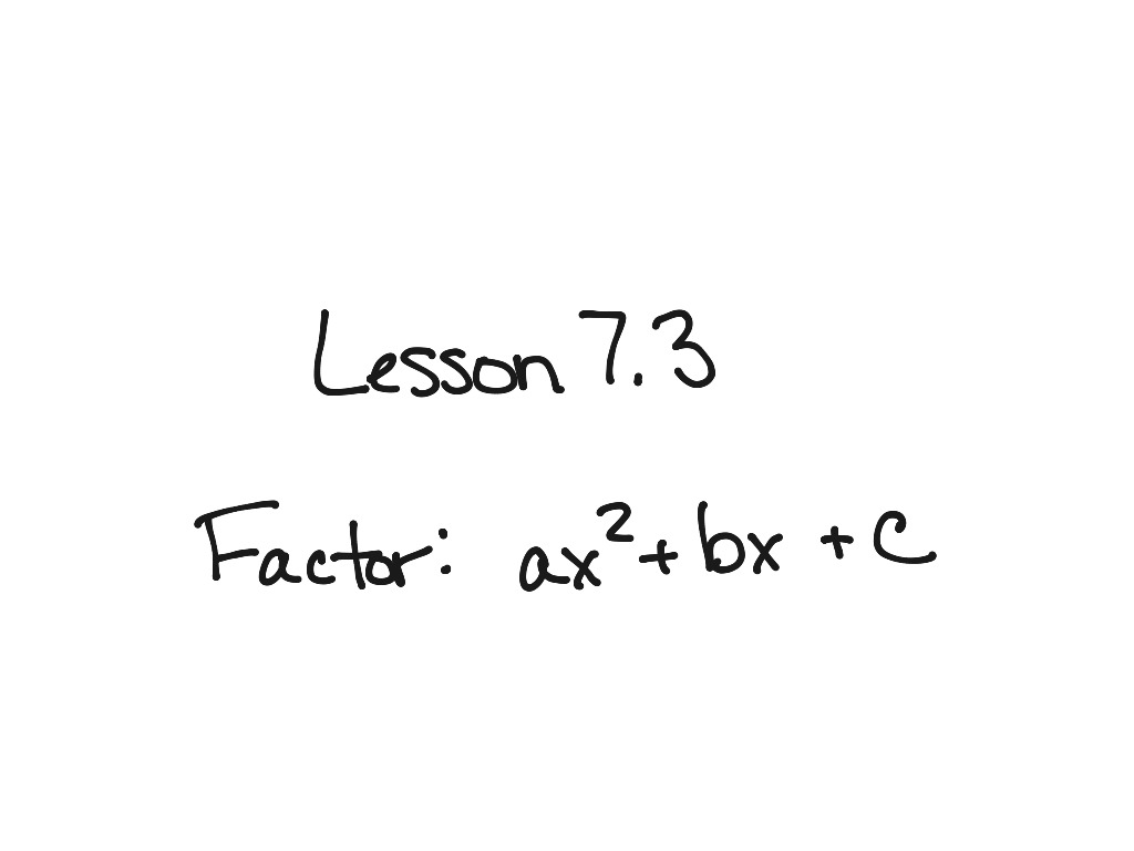 Alg 1 Lesson 7 3 Factoring Trinomials Math High School Math