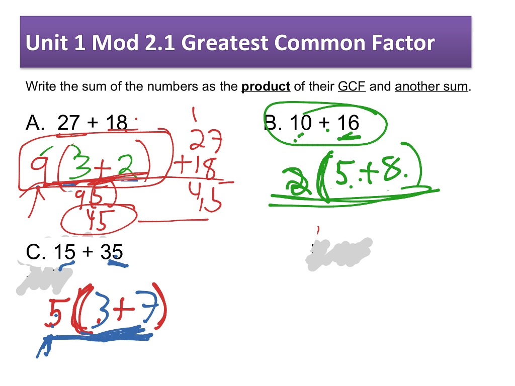 Course 1 Mod 2.1 Greatest Common Factor 2023 | Math, 5th grade